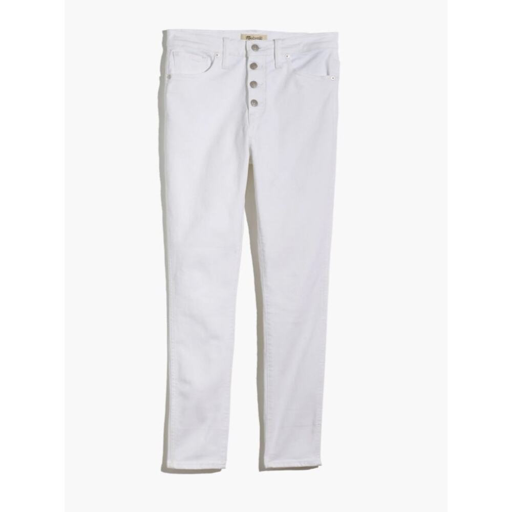 MADEWELL new 10" high rise skinny crop button front pure white denim jeans - Picture 3 of 10